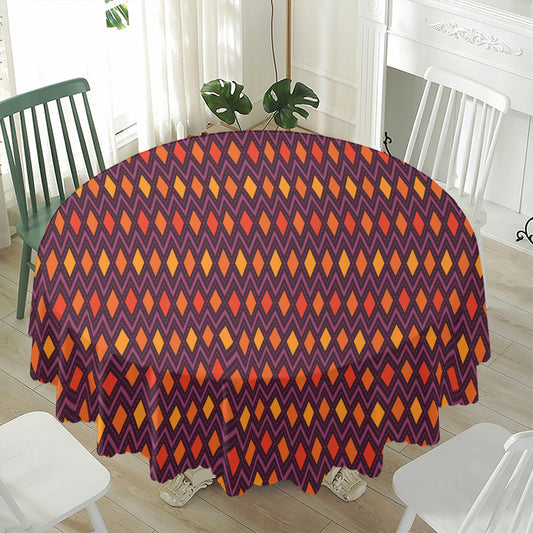 Halloween Diamond Shape Pattern Print Waterproof Round Tablecloth