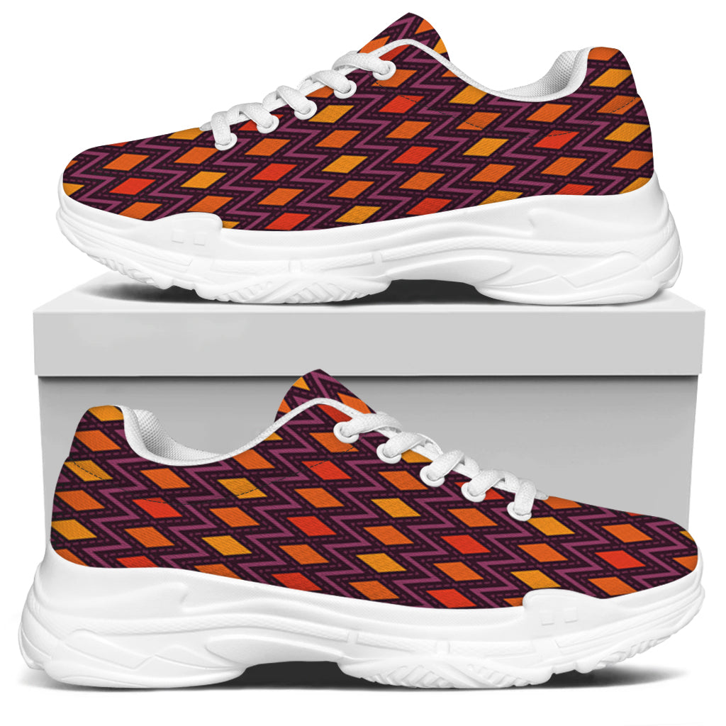 Halloween Diamond Shape Pattern Print White Chunky Shoes