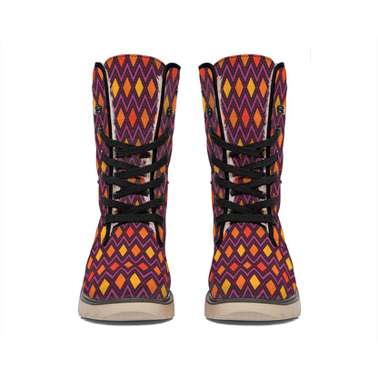 Halloween Diamond Shape Pattern Print Winter Boots