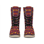 Halloween Diamond Shape Pattern Print Winter Boots