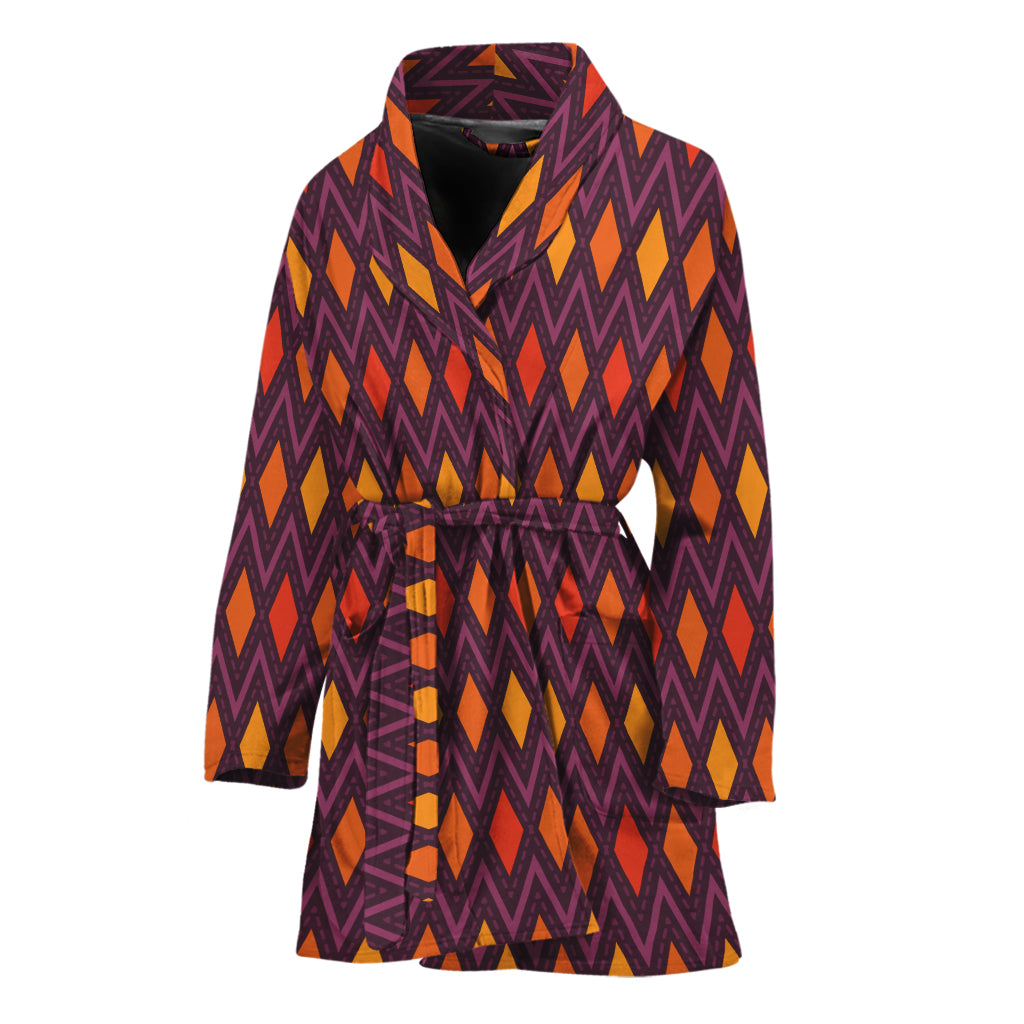 Halloween Diamond Shape Pattern Print Women's Bathrobe