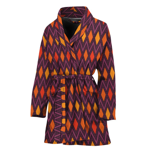 Halloween Diamond Shape Pattern Print Women's Bathrobe