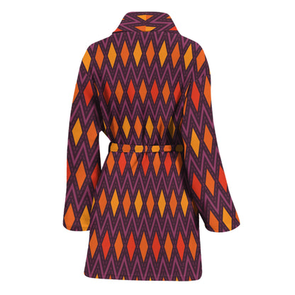 Halloween Diamond Shape Pattern Print Women's Bathrobe