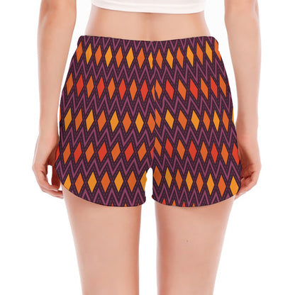 Halloween Diamond Shape Pattern Print Women's Split Running Shorts
