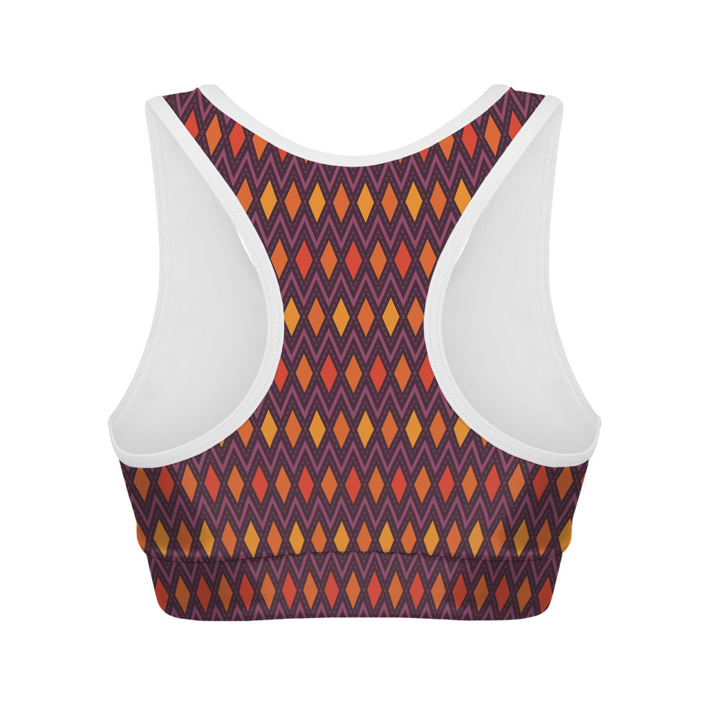 Halloween Diamond Shape Pattern Print Women's Sports Bra