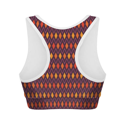 Halloween Diamond Shape Pattern Print Women's Sports Bra