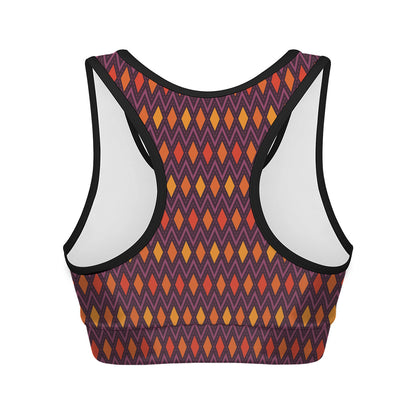 Halloween Diamond Shape Pattern Print Women's Sports Bra