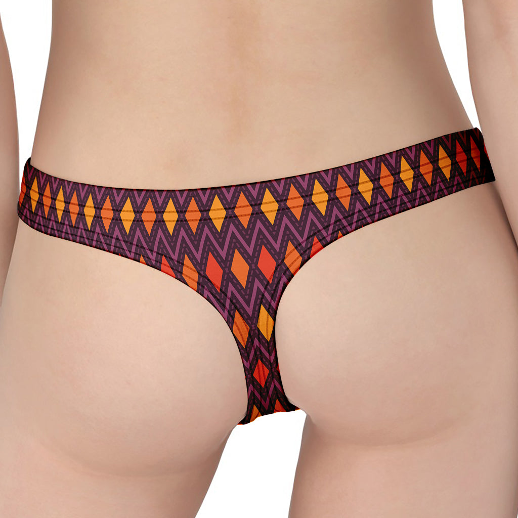 Halloween Diamond Shape Pattern Print Women's Thong