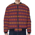 Halloween Diamond Shape Pattern Print Zip Sleeve Bomber Jacket