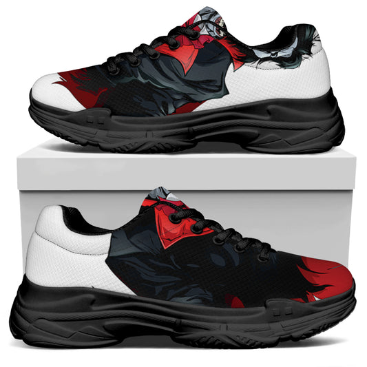 Halloween Evil Vampire Print Black Chunky Shoes