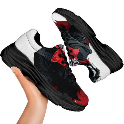 Halloween Evil Vampire Print Black Chunky Shoes