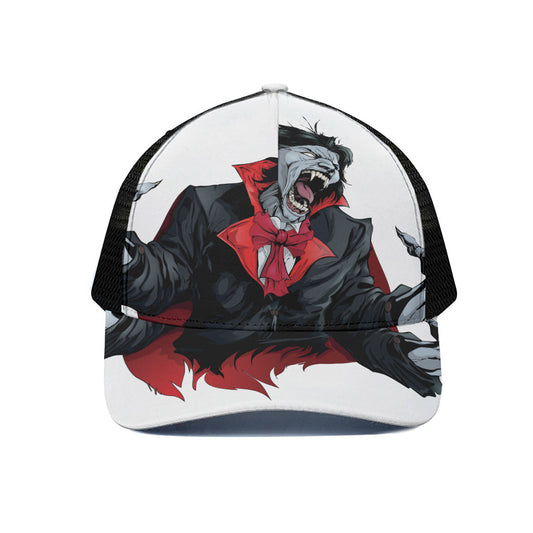 Halloween Evil Vampire Print Black Mesh Trucker Cap