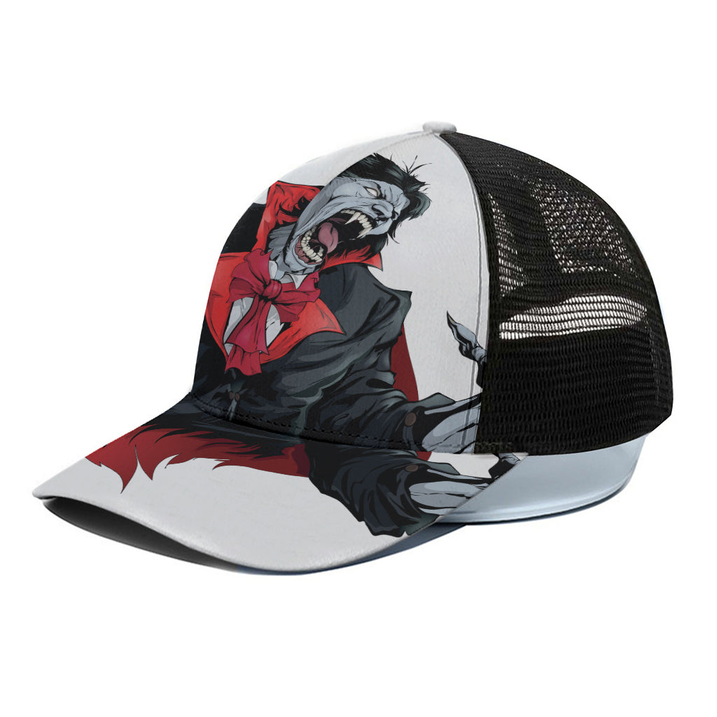 Halloween Evil Vampire Print Black Mesh Trucker Cap