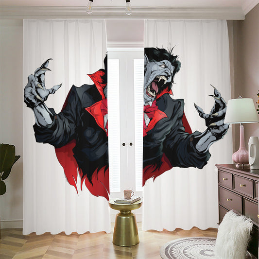 Halloween Evil Vampire Print Blackout Pencil Pleat Curtains