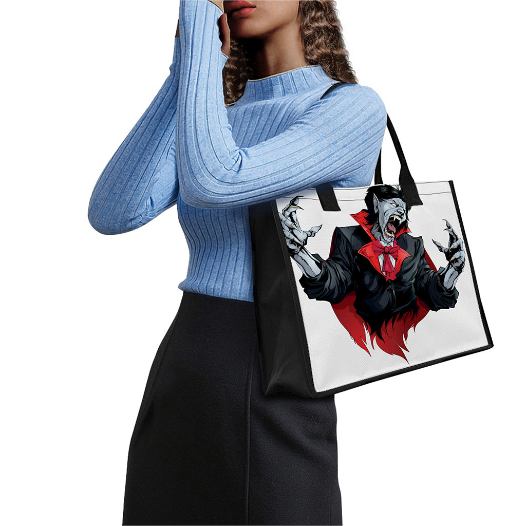 Halloween Evil Vampire Print Canvas Tote Bag