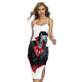 Halloween Evil Vampire Print Cross Back Cami Dress