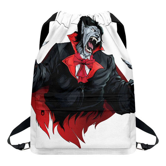 Halloween Evil Vampire Print Drawstring Backpack