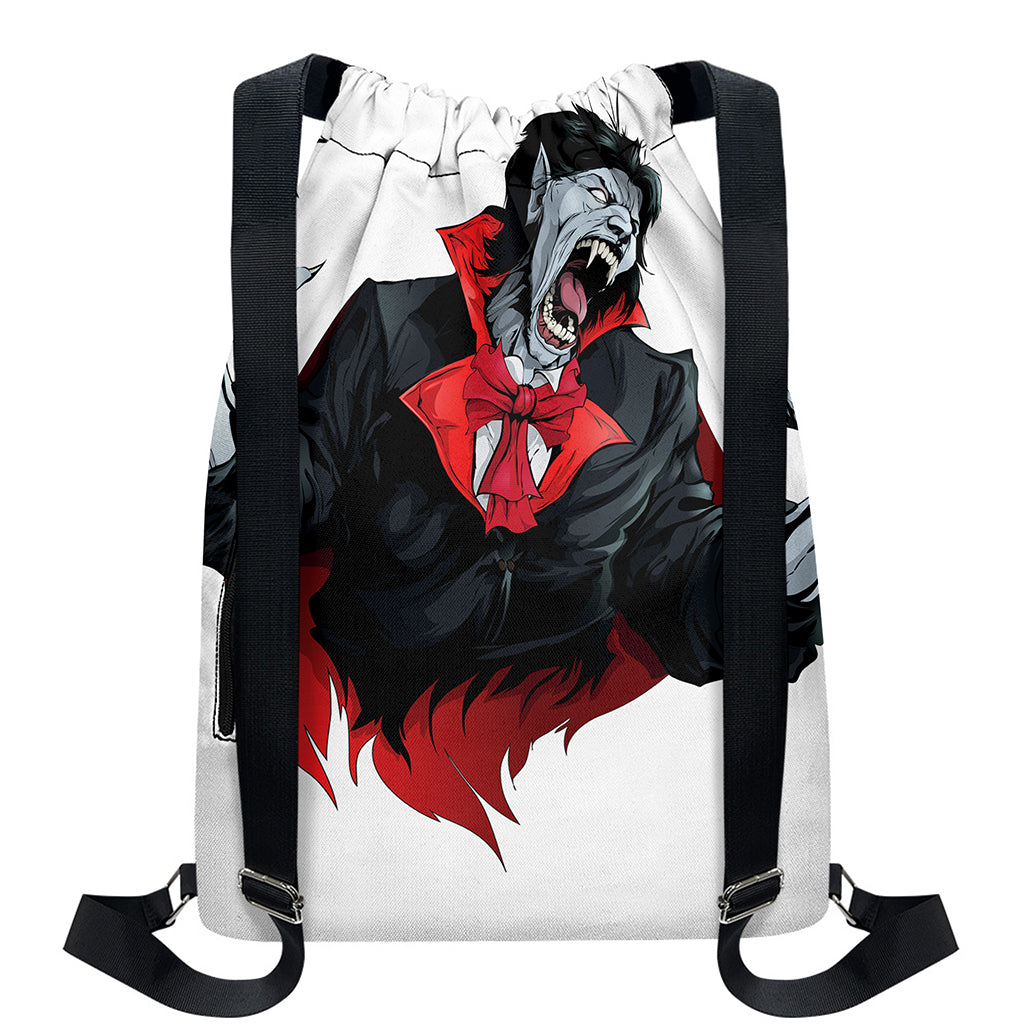 Halloween Evil Vampire Print Drawstring Backpack