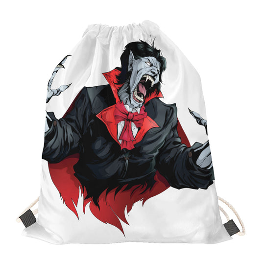 Halloween Evil Vampire Print Drawstring Bag