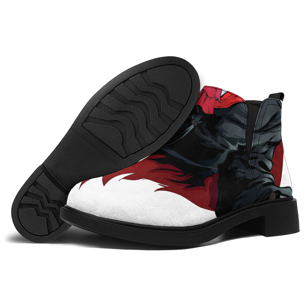 Halloween Evil Vampire Print Flat Ankle Boots