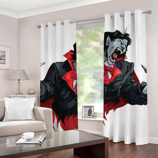 Halloween Evil Vampire Print Grommet Curtains