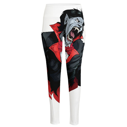 Halloween Evil Vampire Print High-Waisted Pocket Leggings