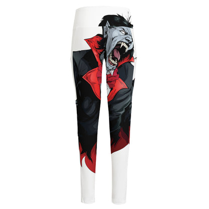 Halloween Evil Vampire Print High-Waisted Pocket Leggings