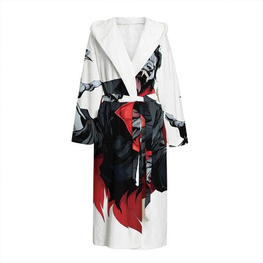 Halloween Evil Vampire Print Hooded Bathrobe