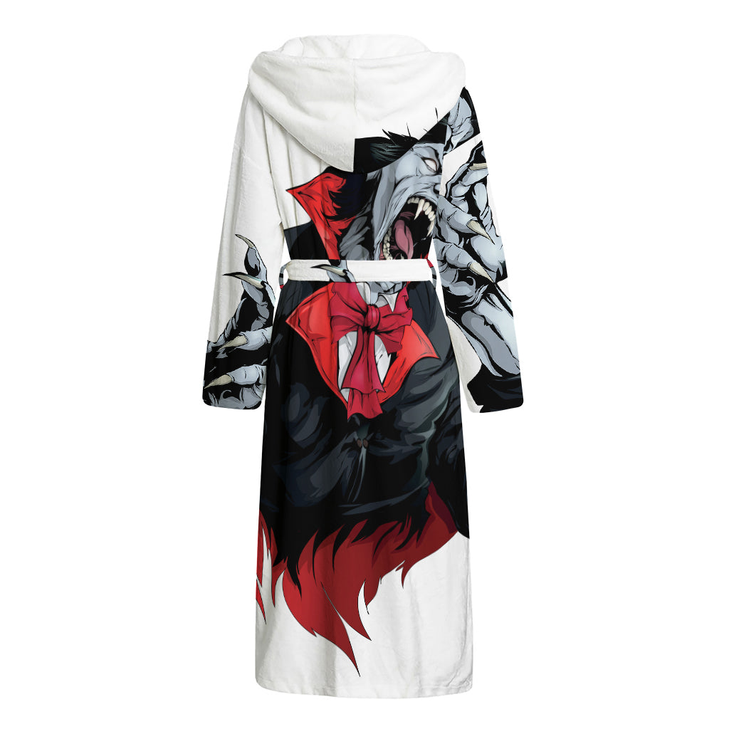 Halloween Evil Vampire Print Hooded Bathrobe
