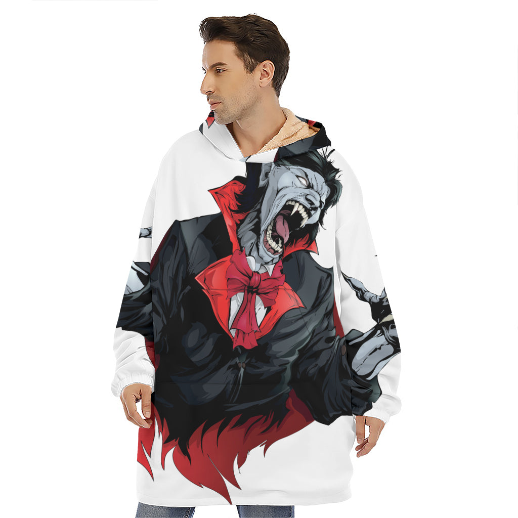 Halloween Evil Vampire Print Hoodie Blanket