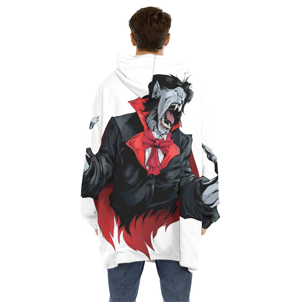 Halloween Evil Vampire Print Hoodie Blanket