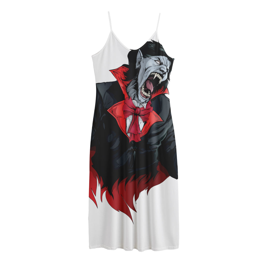 Halloween Evil Vampire Print Jersey Midi Cami Dress