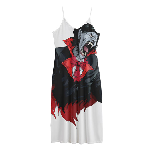 Halloween Evil Vampire Print Jersey Midi Cami Dress