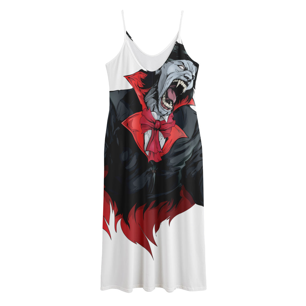 Halloween Evil Vampire Print Jersey Midi Cami Dress
