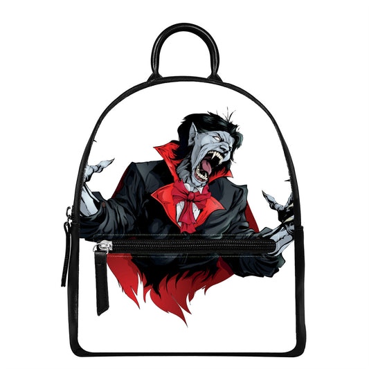 Halloween Evil Vampire Print Leather Backpack