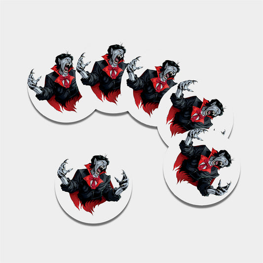 Halloween Evil Vampire Print Leather Coaster Set