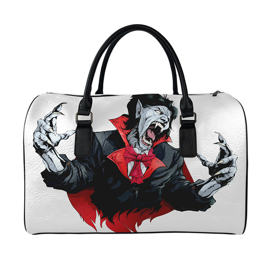 Halloween Evil Vampire Print Leather Duffle Bag