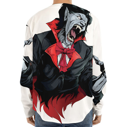 Halloween Evil Vampire Print Long Sleeve Baseball Jersey