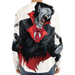 Halloween Evil Vampire Print Long Sleeve Baseball Jersey