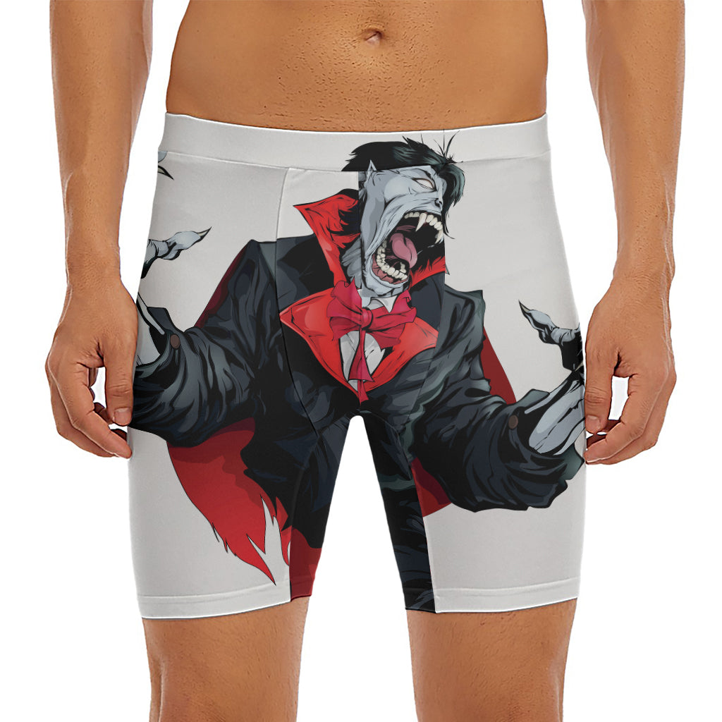 Halloween Evil Vampire Print Men's Long Boxer Briefs