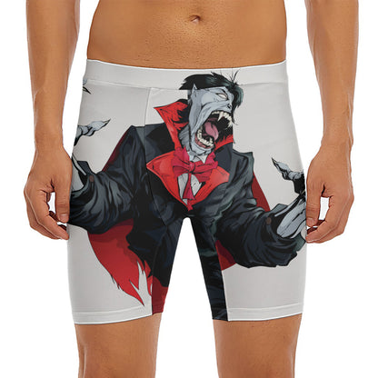 Halloween Evil Vampire Print Men's Long Boxer Briefs