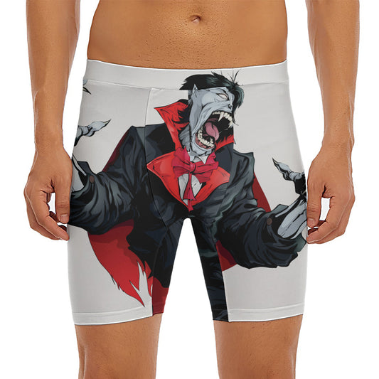 Halloween Evil Vampire Print Men's Long Boxer Briefs