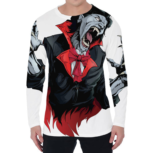 Halloween Evil Vampire Print Men's Long Sleeve T-Shirt