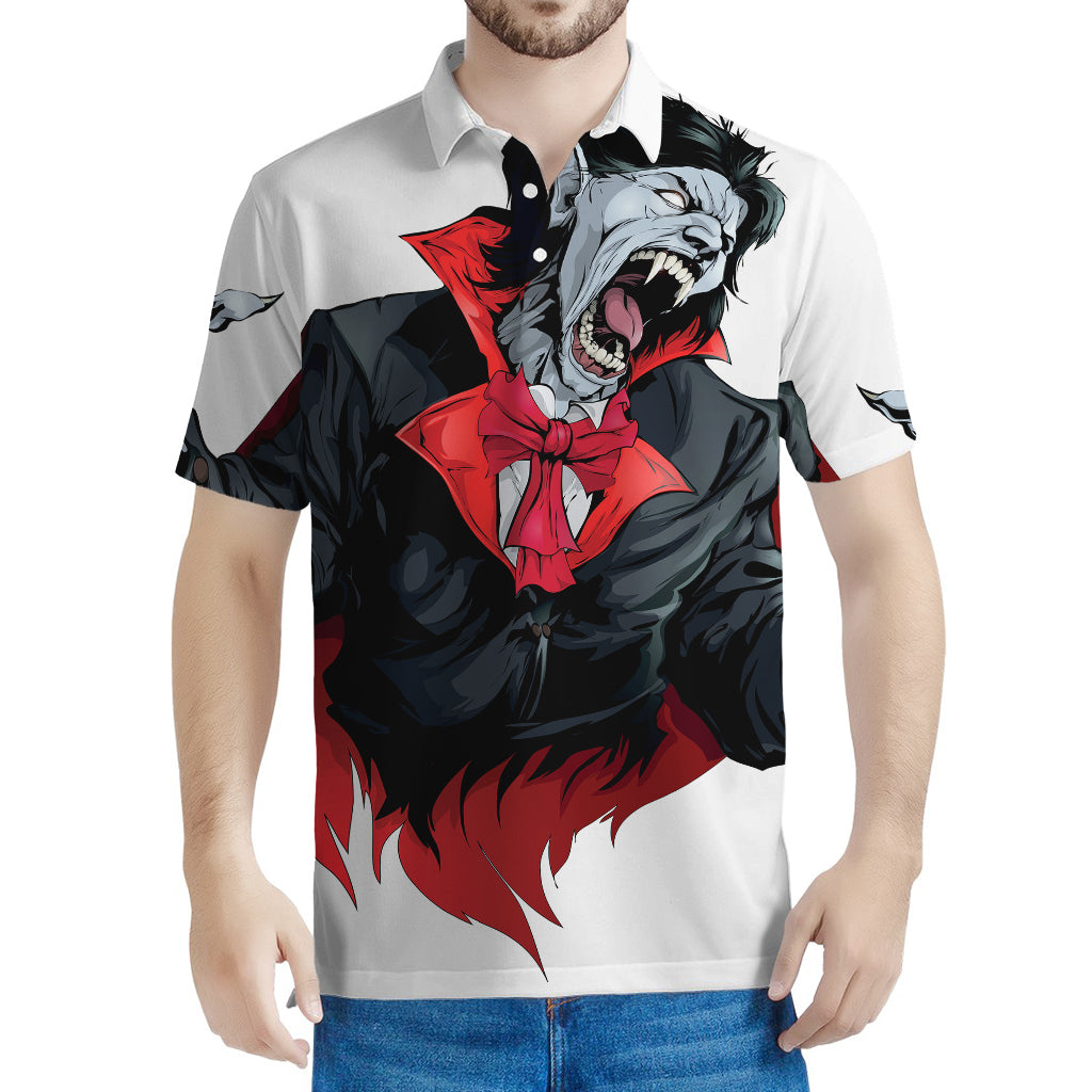 Halloween Evil Vampire Print Men's Polo Shirt