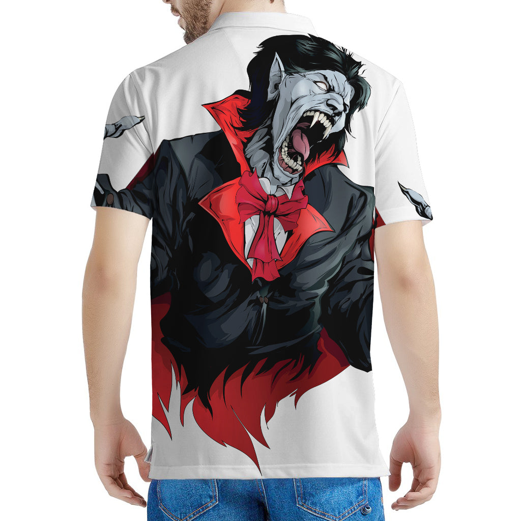 Halloween Evil Vampire Print Men's Polo Shirt