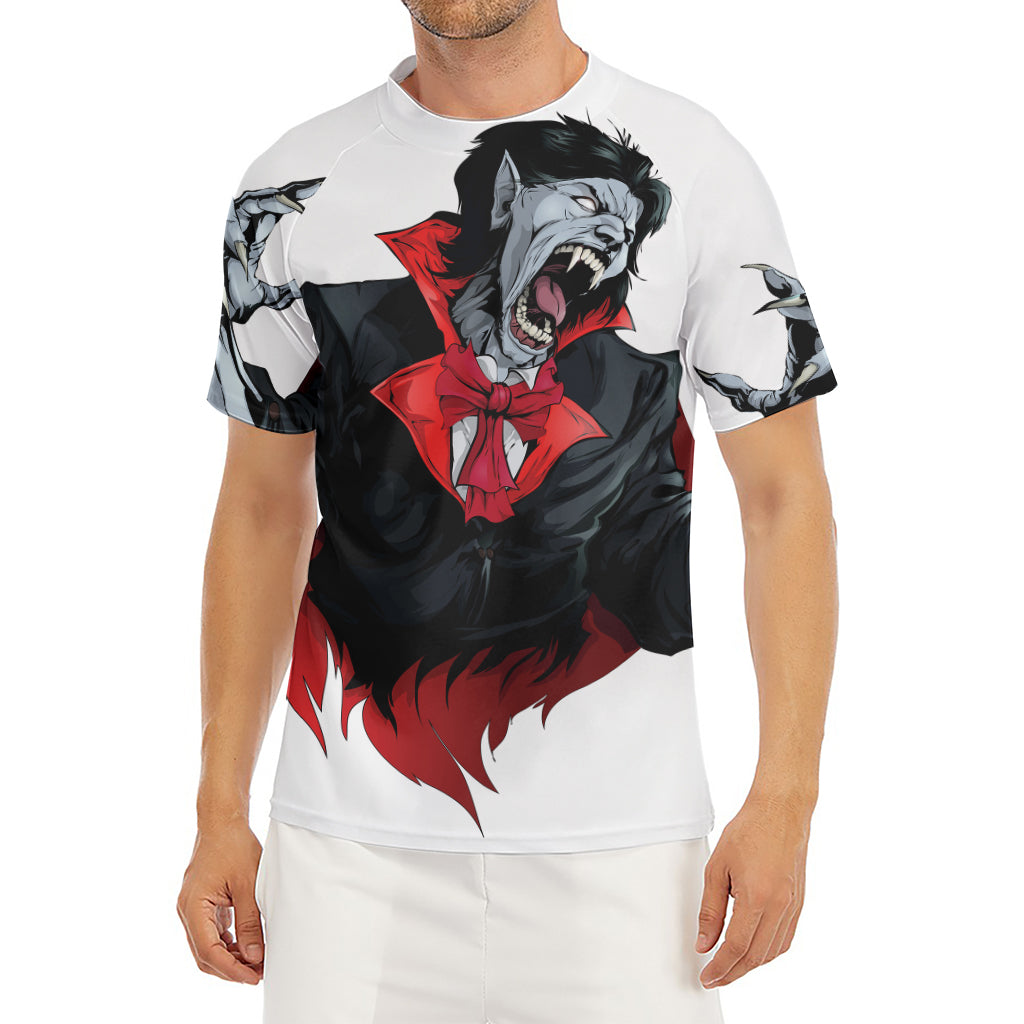 Halloween Evil Vampire Print Men's Short Sleeve Rash Guard