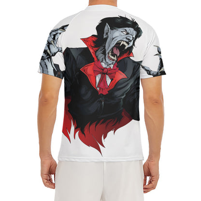 Halloween Evil Vampire Print Men's Short Sleeve Rash Guard