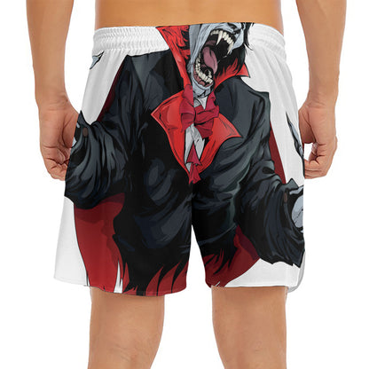 Halloween Evil Vampire Print Men's Split Running Shorts