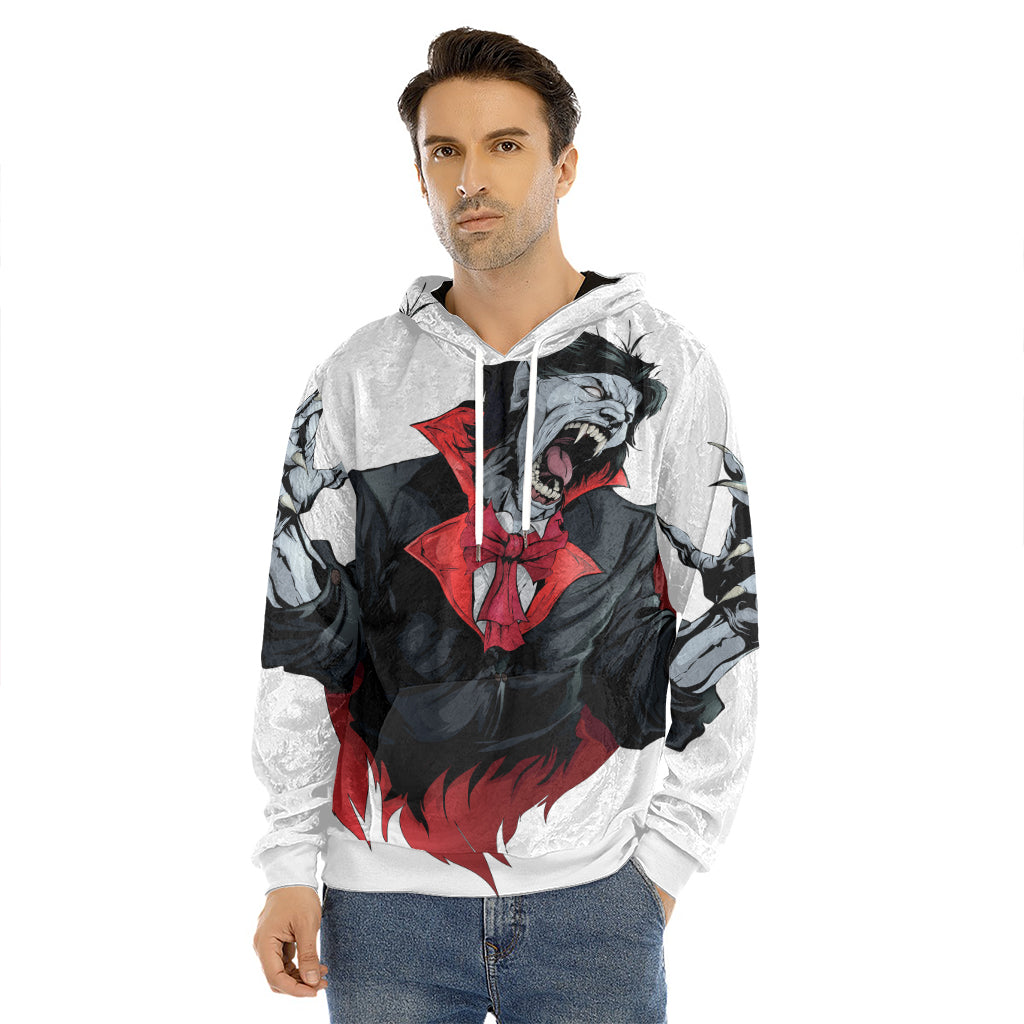 Halloween Evil Vampire Print Men's Velvet Pullover Hoodie
