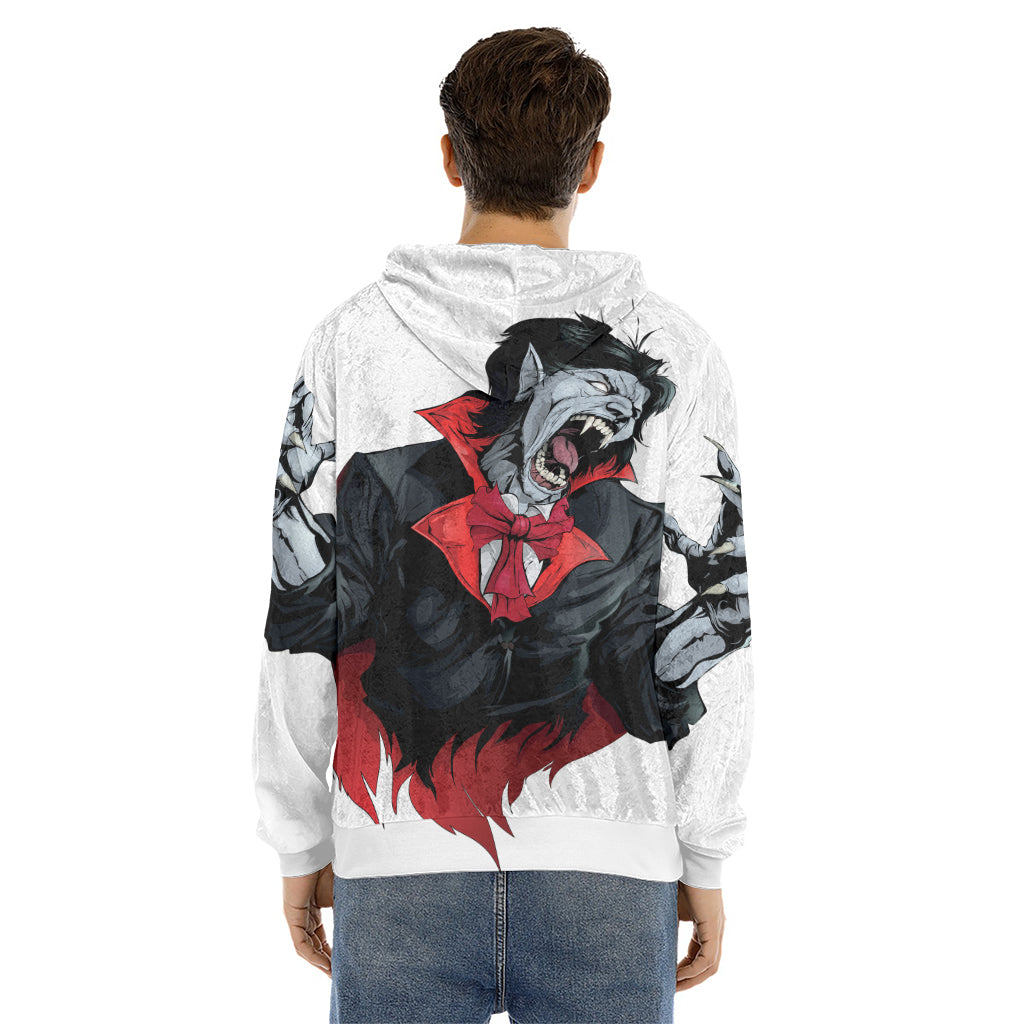 Halloween Evil Vampire Print Men's Velvet Pullover Hoodie